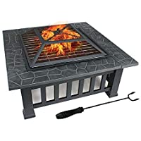 Los mejores  - FOBUY Exterior Metal para Aire Libre Brasero 3 en 1 Pozo de fuego - Barbacoa - Cubo de hierro Jardín Patio Playa Terraza…